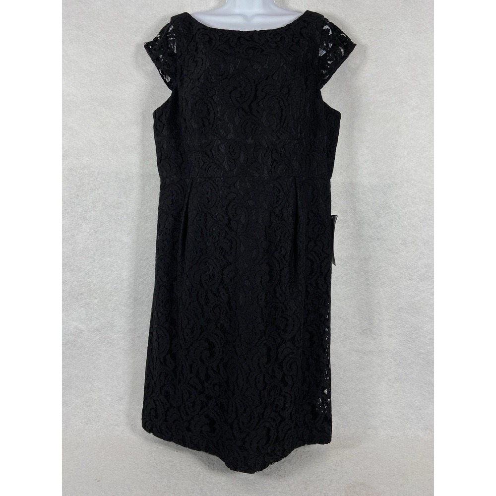 J.Crew Dress Women's 20 Black Sheath Lace Boho Chick Modern Lace Cap Sleeve New‎